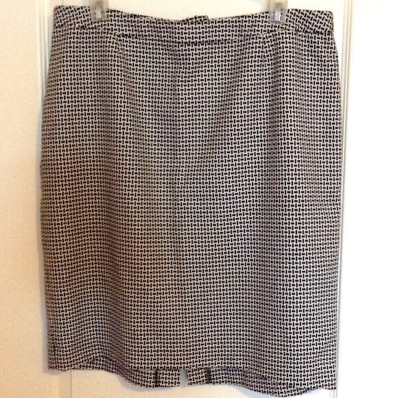 Current Women's Pencil Skirt Black White Fully Lined Knee Length Midi Size 14 - Picture 1 of 8